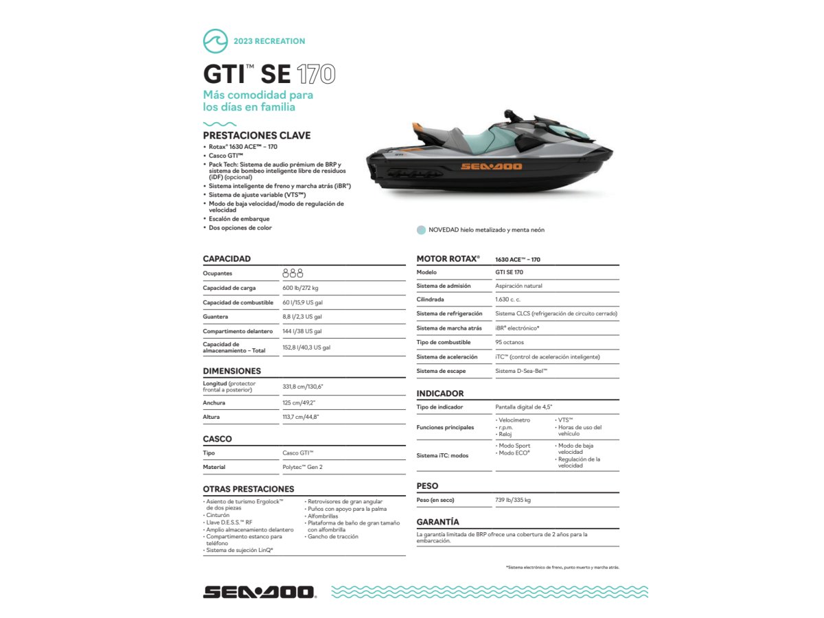 Sea Doo GTI SE 170  Groc